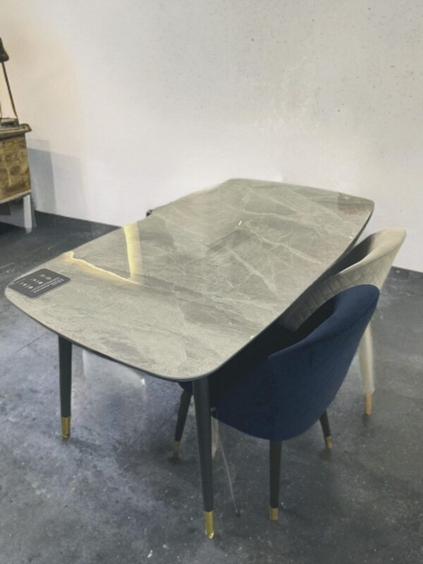 Meja Makan Minimalis Modern Marmer Abu – 4 Kursi